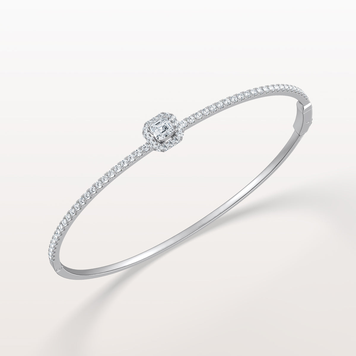 2CTW Asscher Lab Grwon Diamond Pave Halo Bangel Bracelet - Bracelets