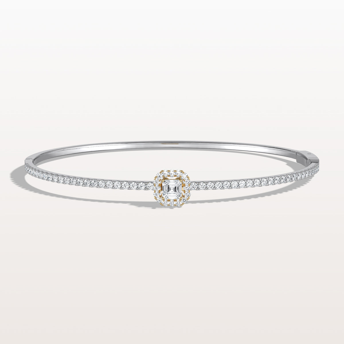 2CTW Asscher Lab Grwon Diamond Pave Halo Bangel Bracelet - Bracelets