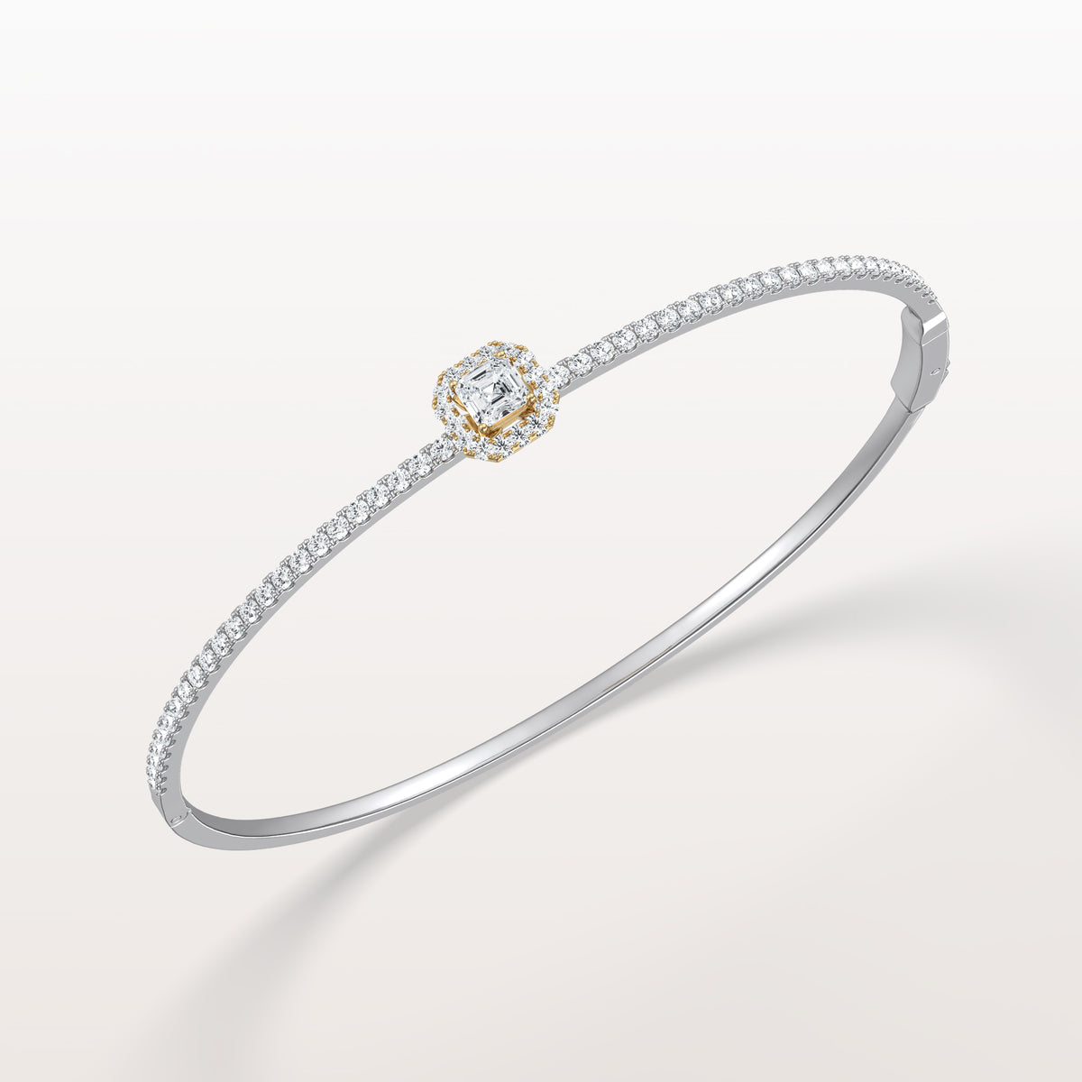 2CTW Asscher Lab Grwon Diamond Pave Halo Bangel Bracelet - Bracelets