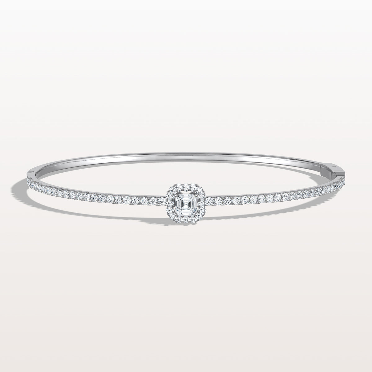 2CTW Asscher Lab Grwon Diamond Pave Halo Bangel Bracelet - Bracelets