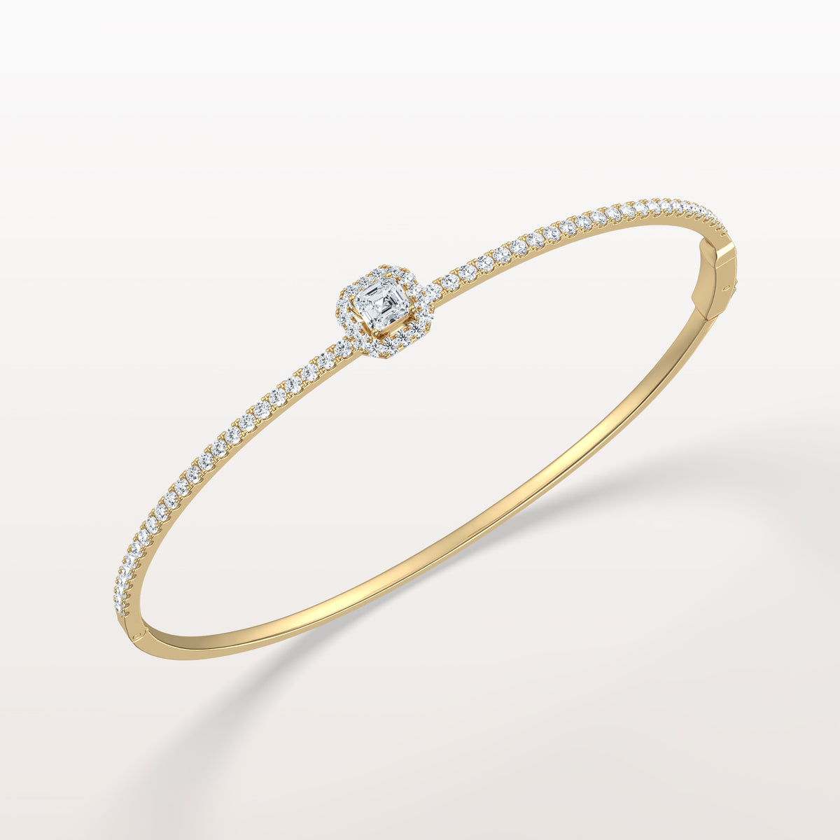 2CTW Asscher Lab Grwon Diamond Pave Halo Bangel Bracelet - Bracelets