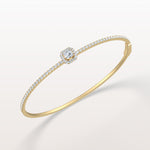 2CTW Asscher Lab Grwon Diamond Pave Halo Bangel Bracelet - Bracelets