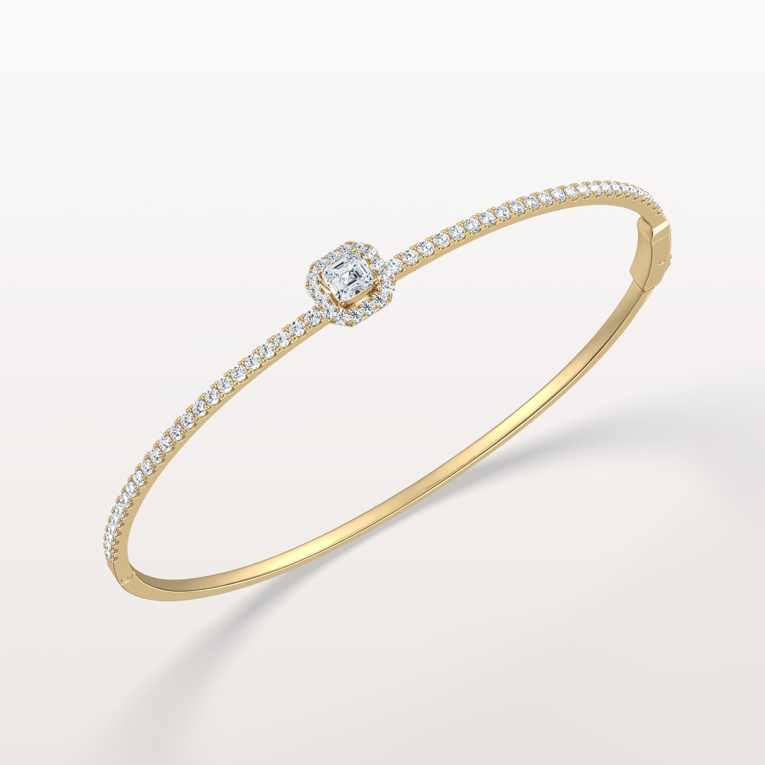 2CTW Asscher Lab Grwon Diamond Pave Halo Bangel Bracelet - Bracelets