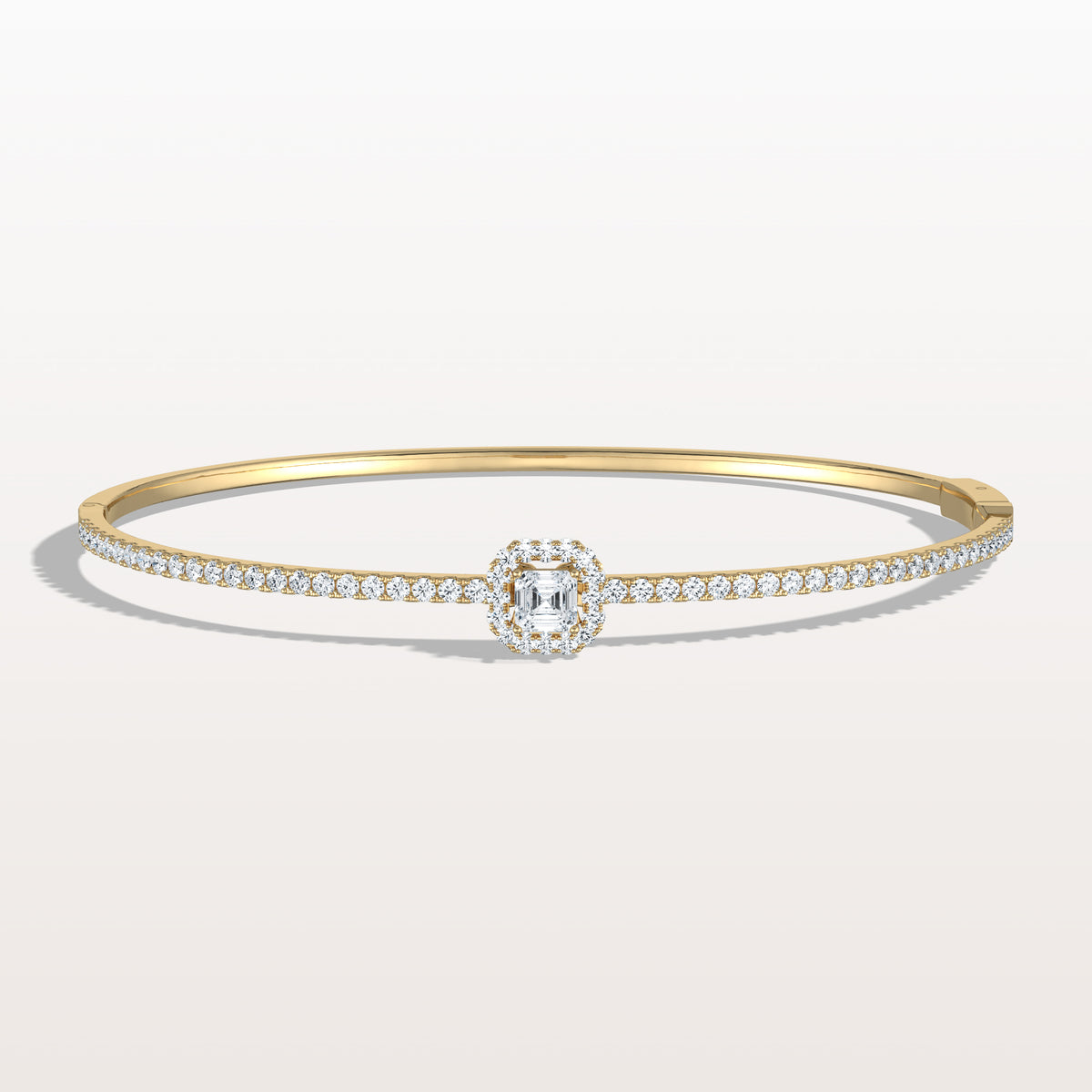 2CTW Asscher Lab Grwon Diamond Pave Halo Bangel Bracelet - Bracelets