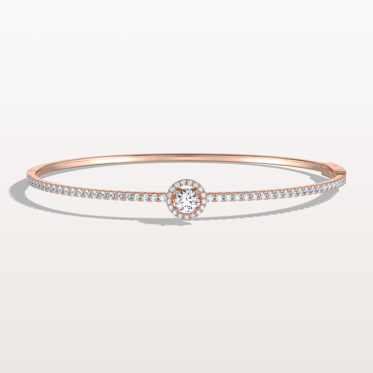1CTW Round Lab Grwon Diamond Pave Halo Bangel Bracelet - Bracelets
