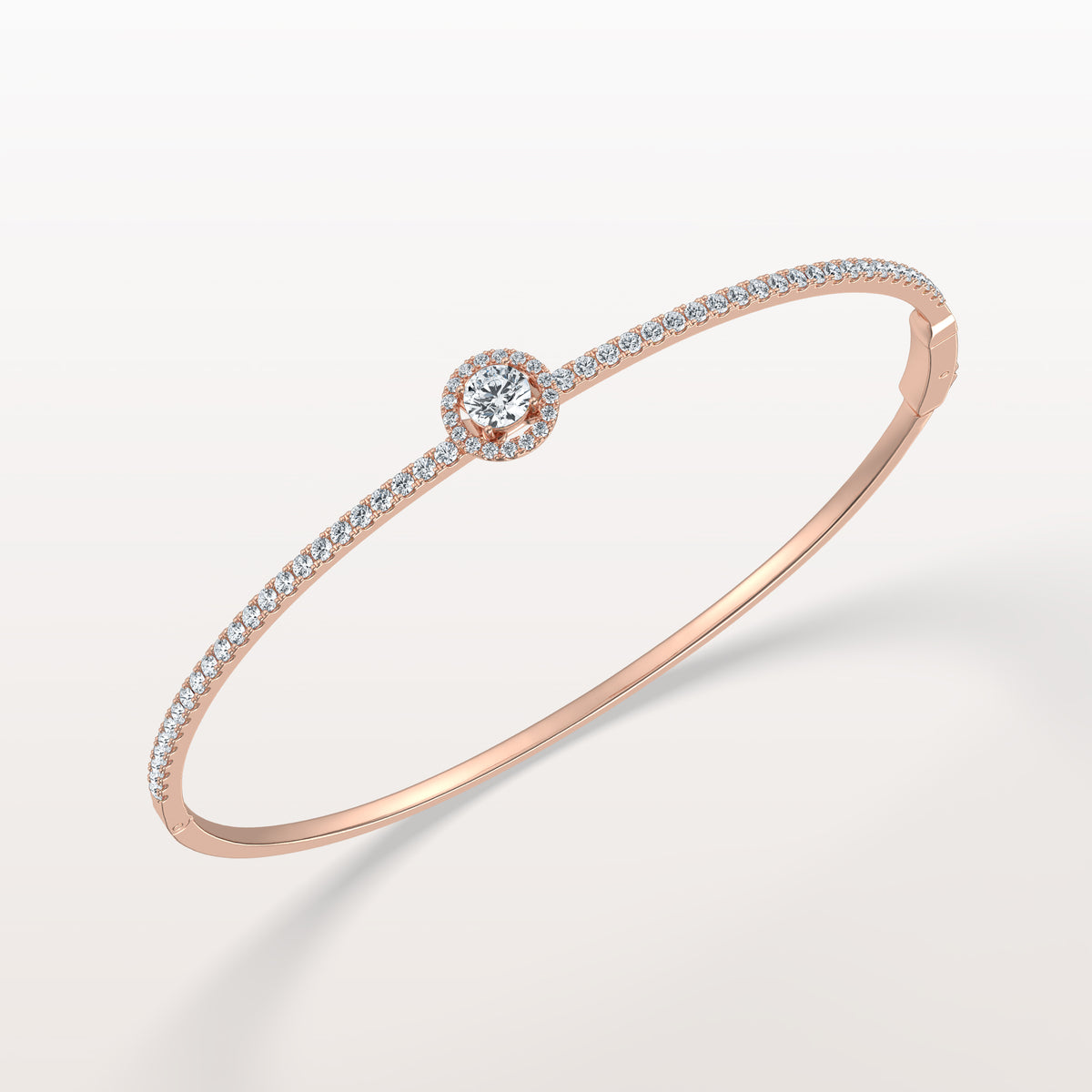 1CTW Round Lab Grwon Diamond Pave Halo Bangel Bracelet - Bracelets