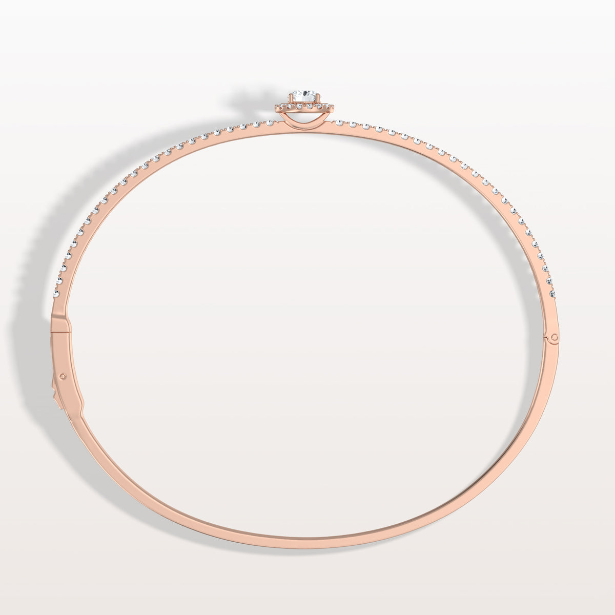 1CTW Round Lab Grwon Diamond Pave Halo Bangel Bracelet - Bracelets