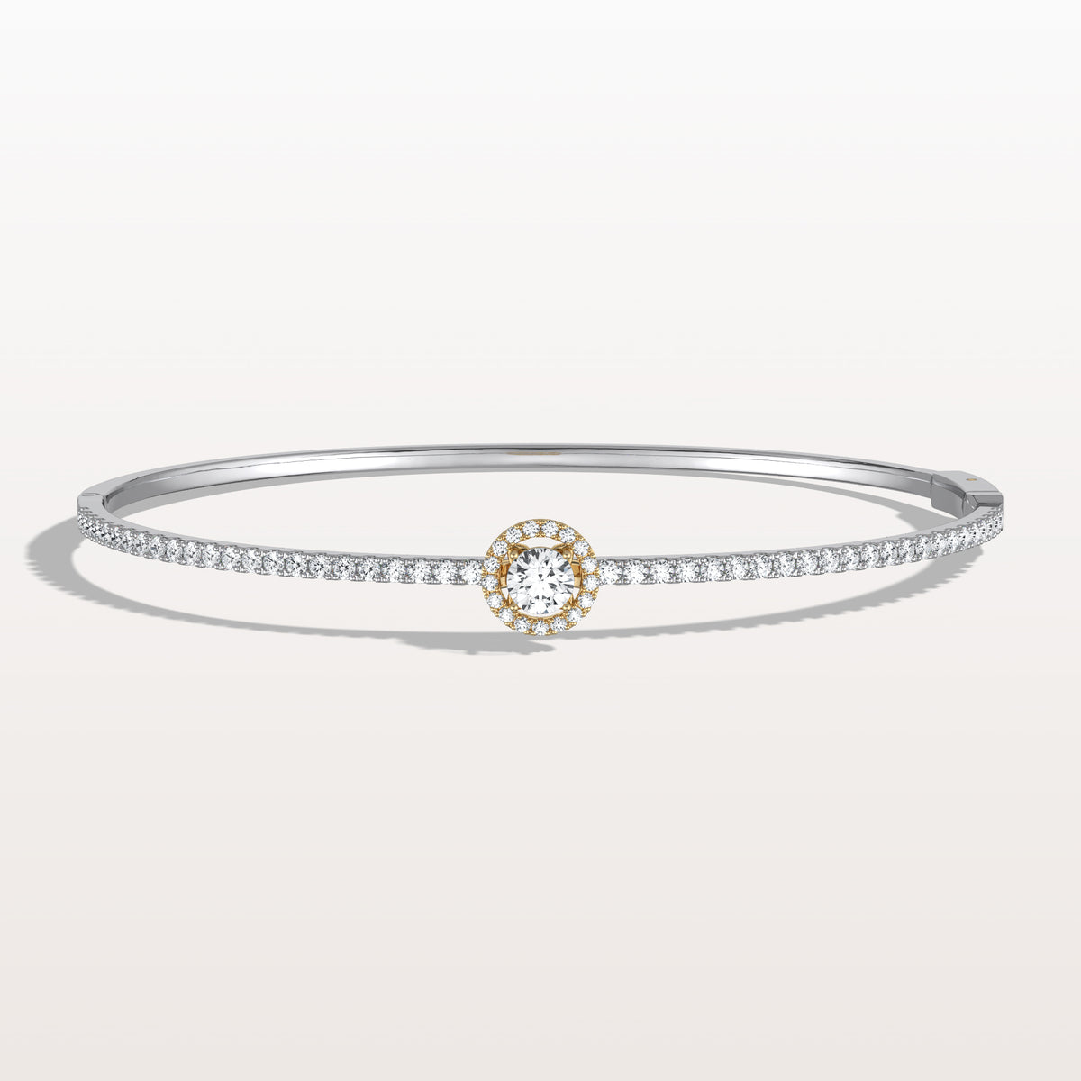 1CTW Round Lab Grwon Diamond Pave Halo Bangel Bracelet - Bracelets