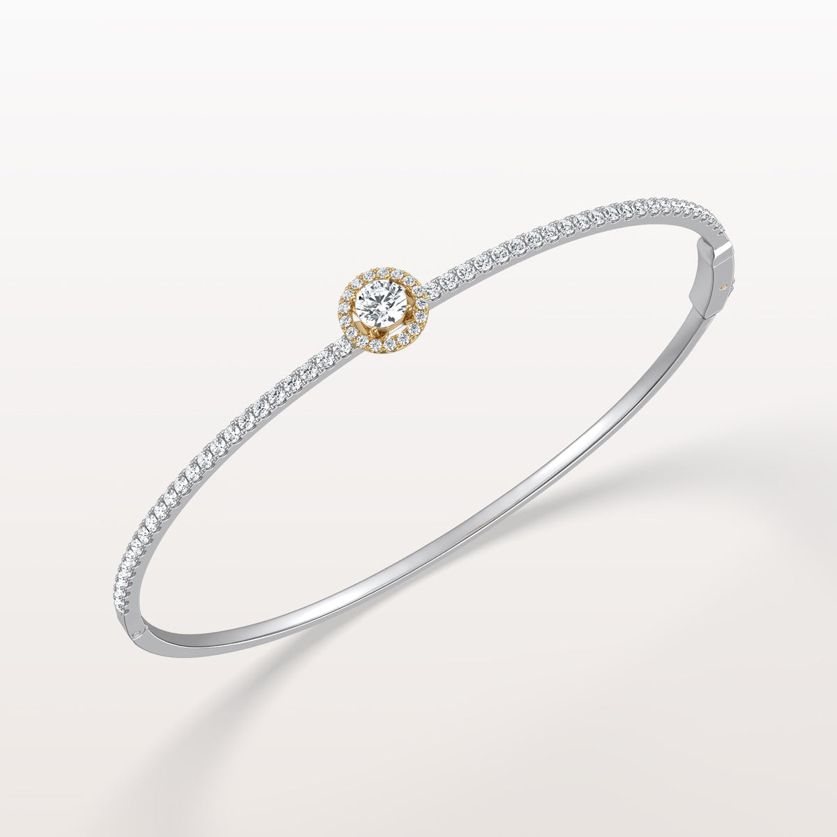 1CTW Round Lab Grwon Diamond Pave Halo Bangel Bracelet - Bracelets