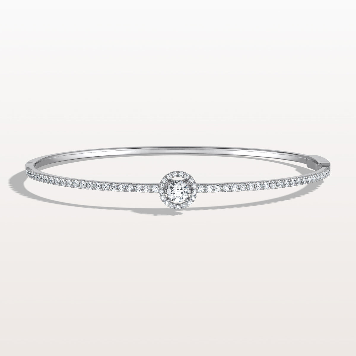 1CTW Round Lab Grwon Diamond Pave Halo Bangel Bracelet - Bracelets