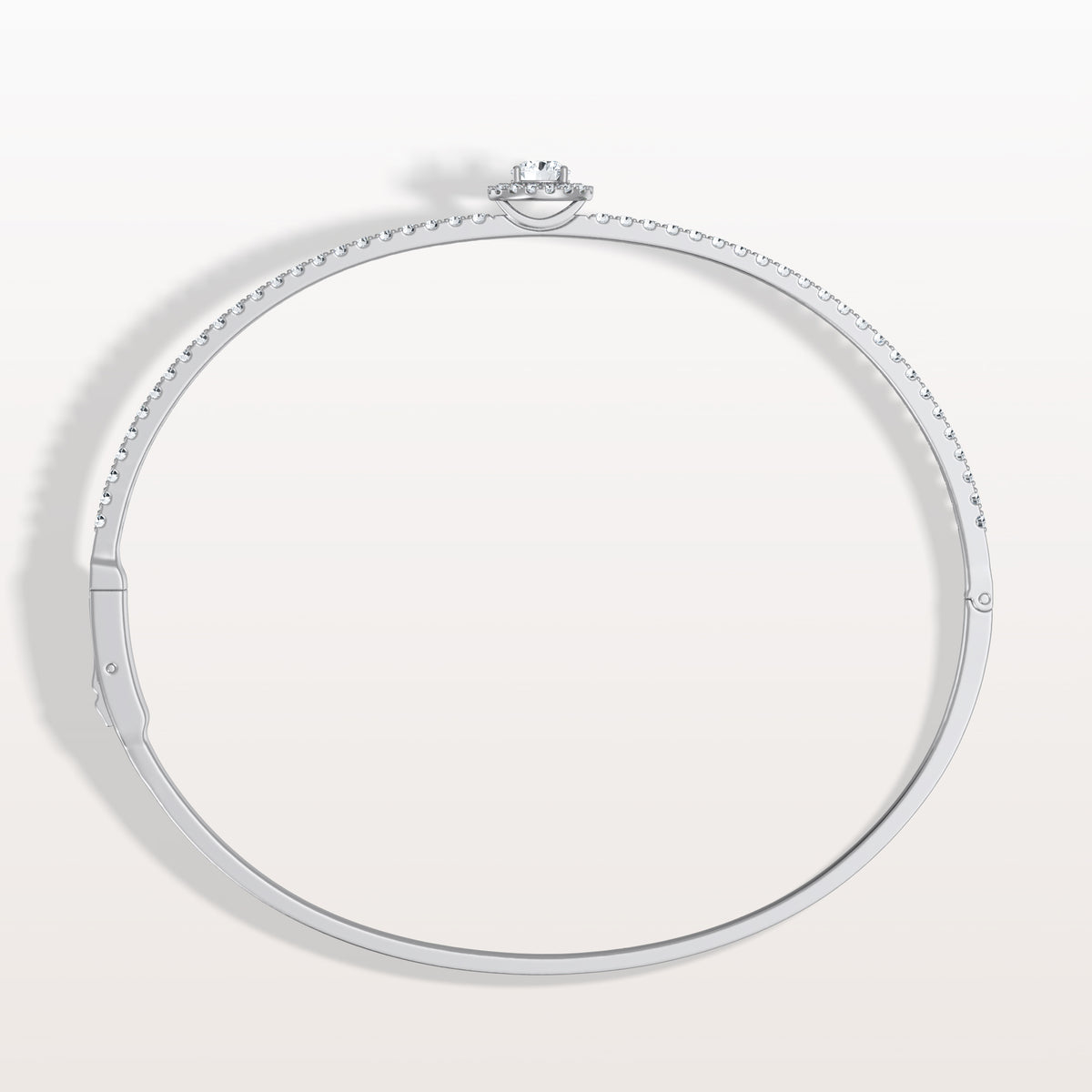 1CTW Round Lab Grwon Diamond Pave Halo Bangel Bracelet - Bracelets