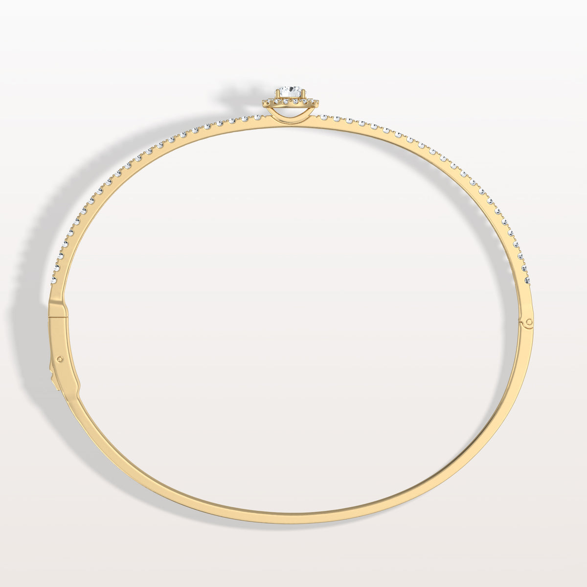 1CTW Round Lab Grwon Diamond Pave Halo Bangel Bracelet - Bracelets