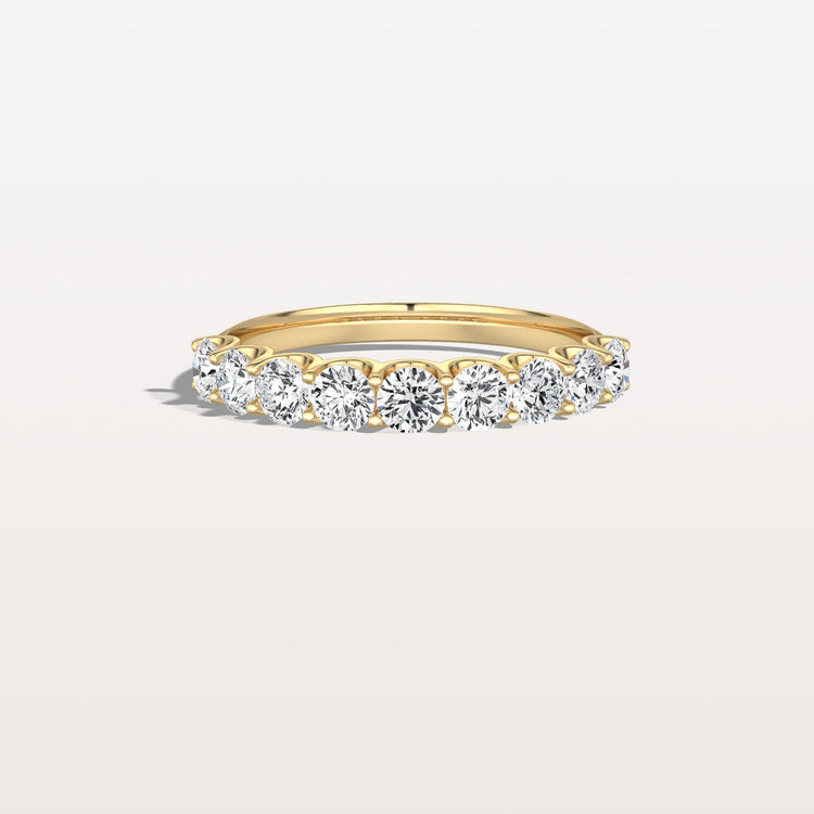 0.99CTW Lab Diamond U Prong Half Eternity Ring in 14K Solid Gold/Platinum - Rings
