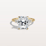 3CT Radiant Cut Lab Diamond Side Stone Engagement Ring - Rings
