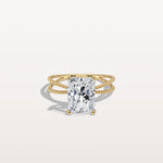 3CT Radiant Cut Lab Diamond Milgrain Hidden Halo Engagement Ring - Rings