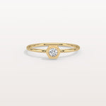 0.1CT Hexagon Bezel Solitaire Round Lab Diamond Ring - Rings