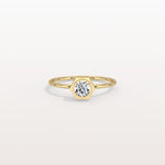 0.3CT Hexagon Bezel Solitaire Round Lab Diamond Ring - Rings