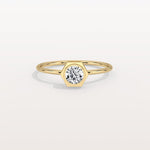 0.3CT Hexagon Bezel Solitaire Round Lab Diamond Ring - Rings