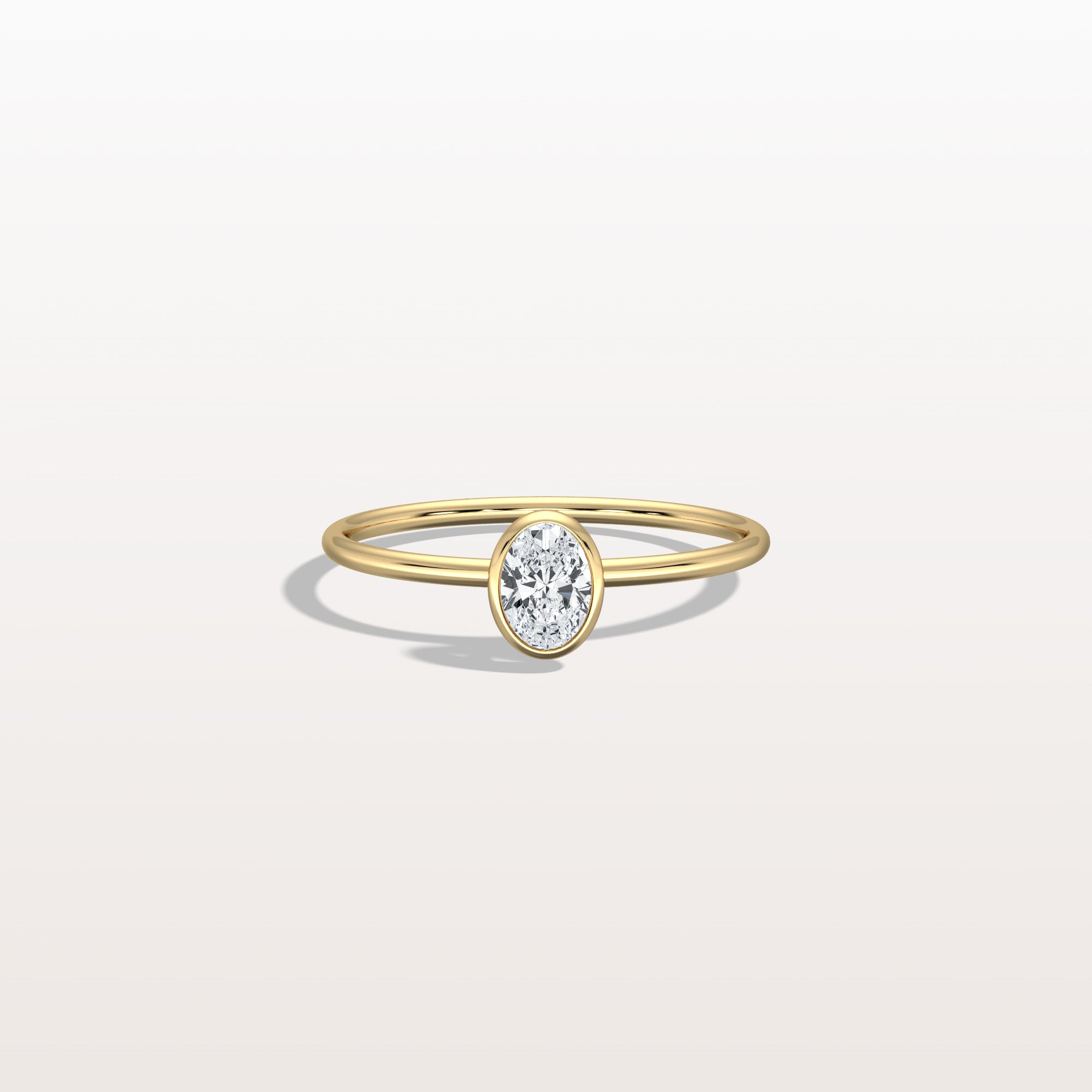 Minimalist Lab Diamond Bezel Solitaire Ring In 14K Solid Gold/Platinum - Rings