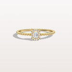 Beaded Emerald Cut Lab Diamond Ring In 14K Solid Gold/Platinum - Rings