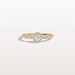 Beaded Oval Cut Lab Diamond Ring In 14K Solid Gold/Platinum - Rings
