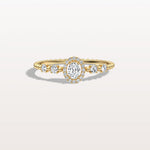 Beaded Oval Cut Lab Diamond Ring In 14K Solid Gold/Platinum - Rings