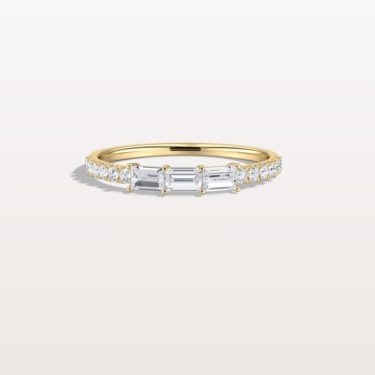 Baguette And Round Lab Diamond Half Eternity Band - Rings