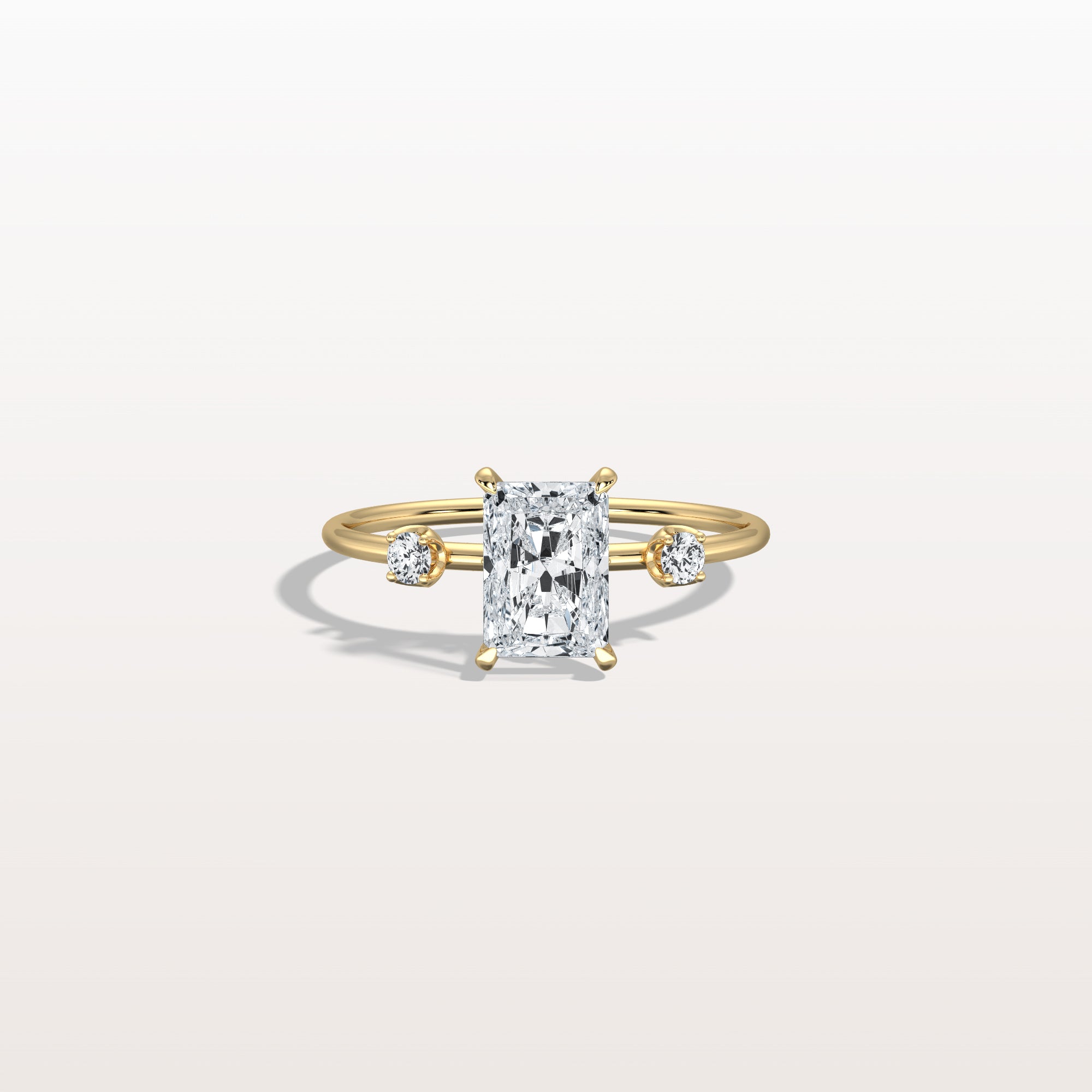 1CT Radiant Cut Lab Grown Diamond Three Stones Engagment Ring - Rings