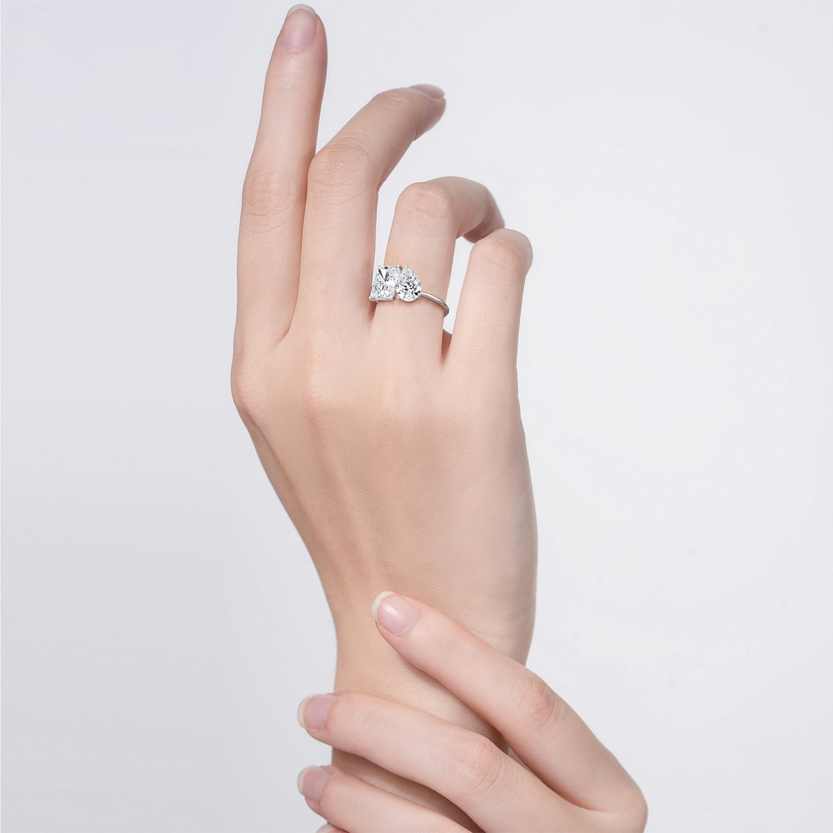 4CTW Lab Grown Diamond Toi Et Moi Engagement Ring In 14K Solid Gold/Platinum - Rings