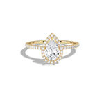 0.5CT Lab Grown Diamond Pear Cut Halo Engagement Ring In 14K Solid Gold/Platinum - Rings