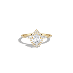 0.5CT Lab Grown Diamond Pear Cut Halo Engagement Ring In 14K Solid Gold/Platinum - Rings
