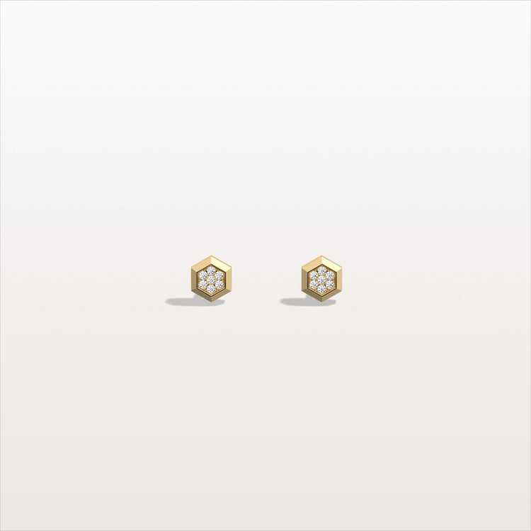 Lab Grown Diamond Hexagon Stud Earring in 14K Solid Gold/Platinum - Earrings