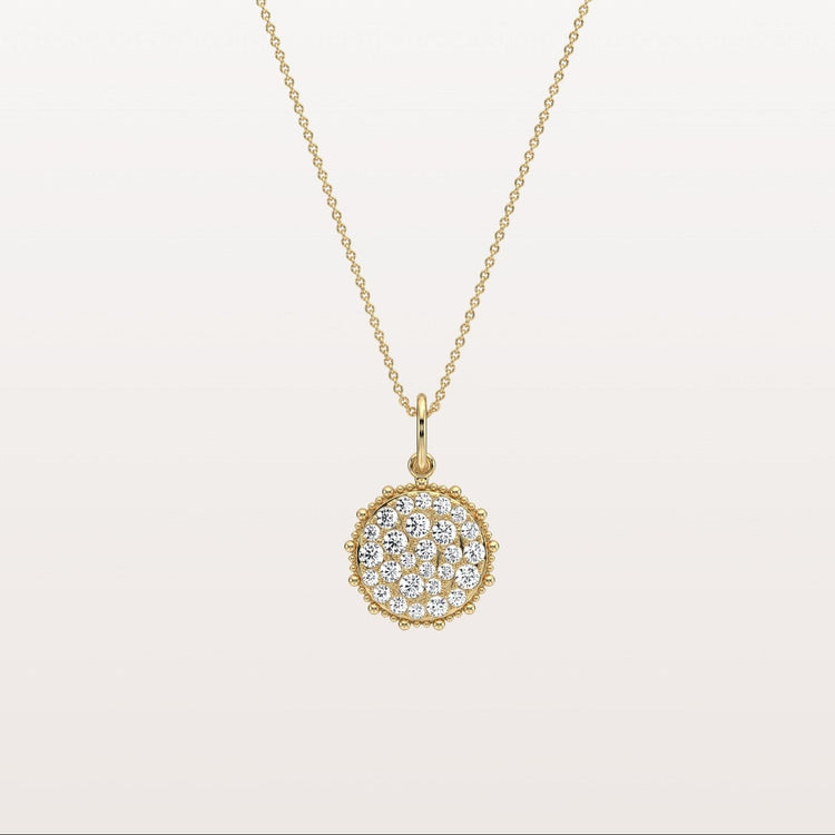 Lab Grown Diamond Circle Pendant Necklace in 14K Solid Gold/Platinum - Necklaces