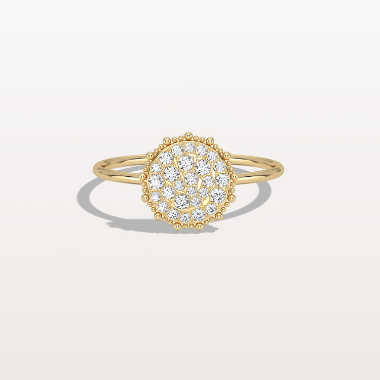 Lab Grown Milgrain Halo Cluster Ring in 14K Solid Gold/Platinum - Rings