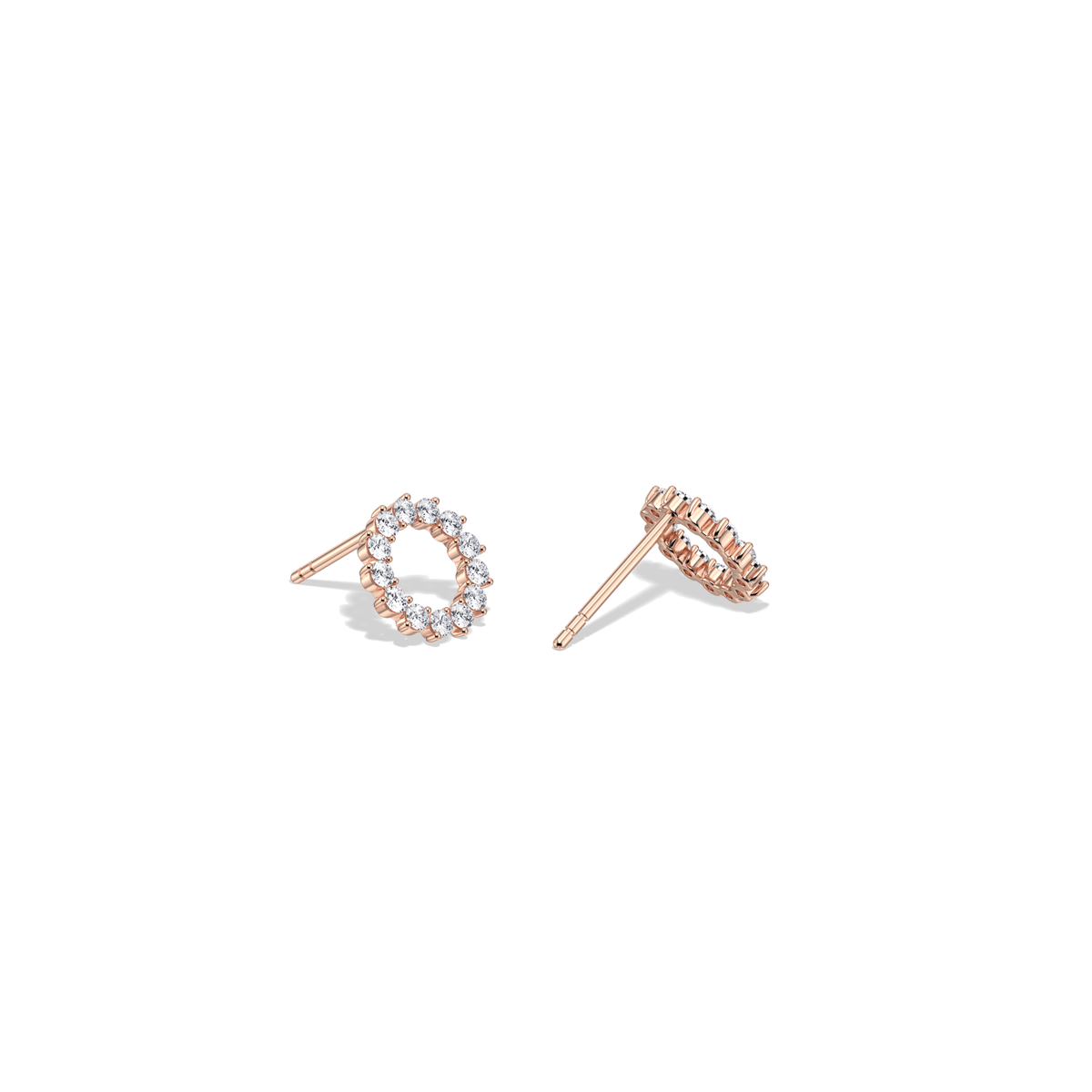 Pave Circle Lab Grown Diamond Stud Earring - Earrings