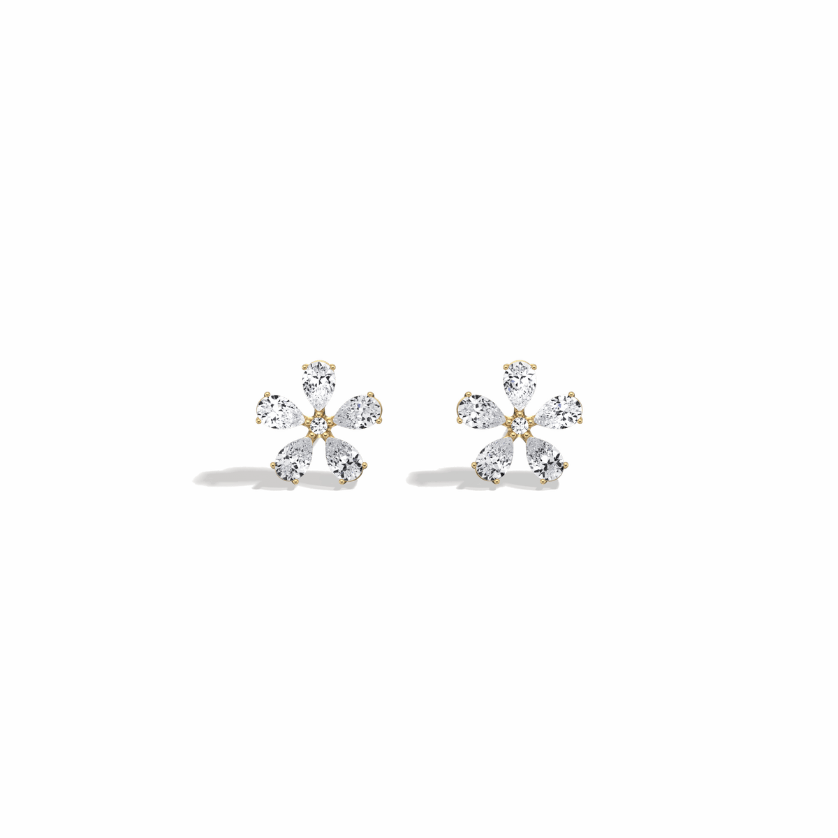 1.32CTW Pear Cut Lab Grown Diamond Flower Stud Earring - Earrings