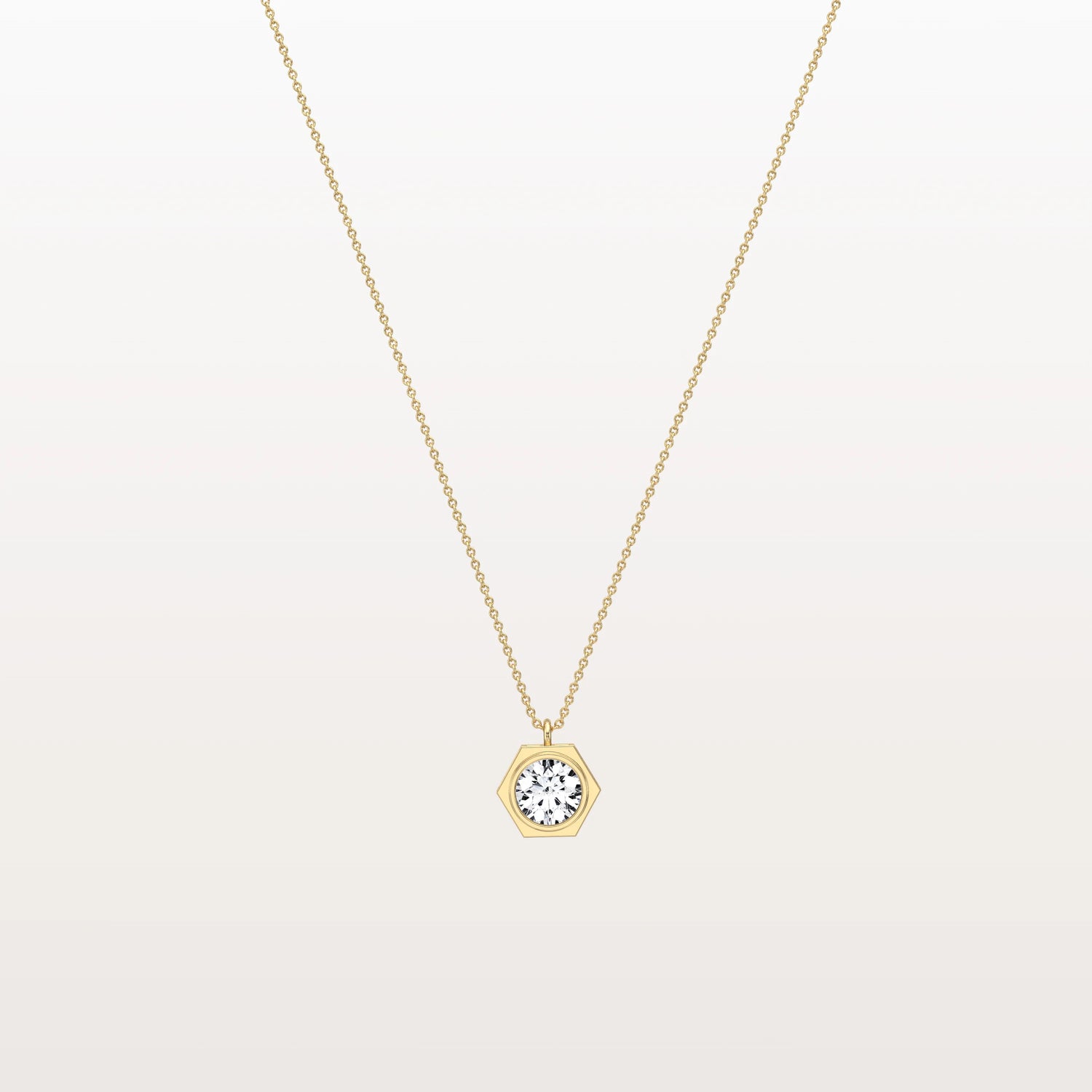 Hexagon Lab Grown Diamond Necklace in 14K Solid Gold/Platinum - Necklaces
