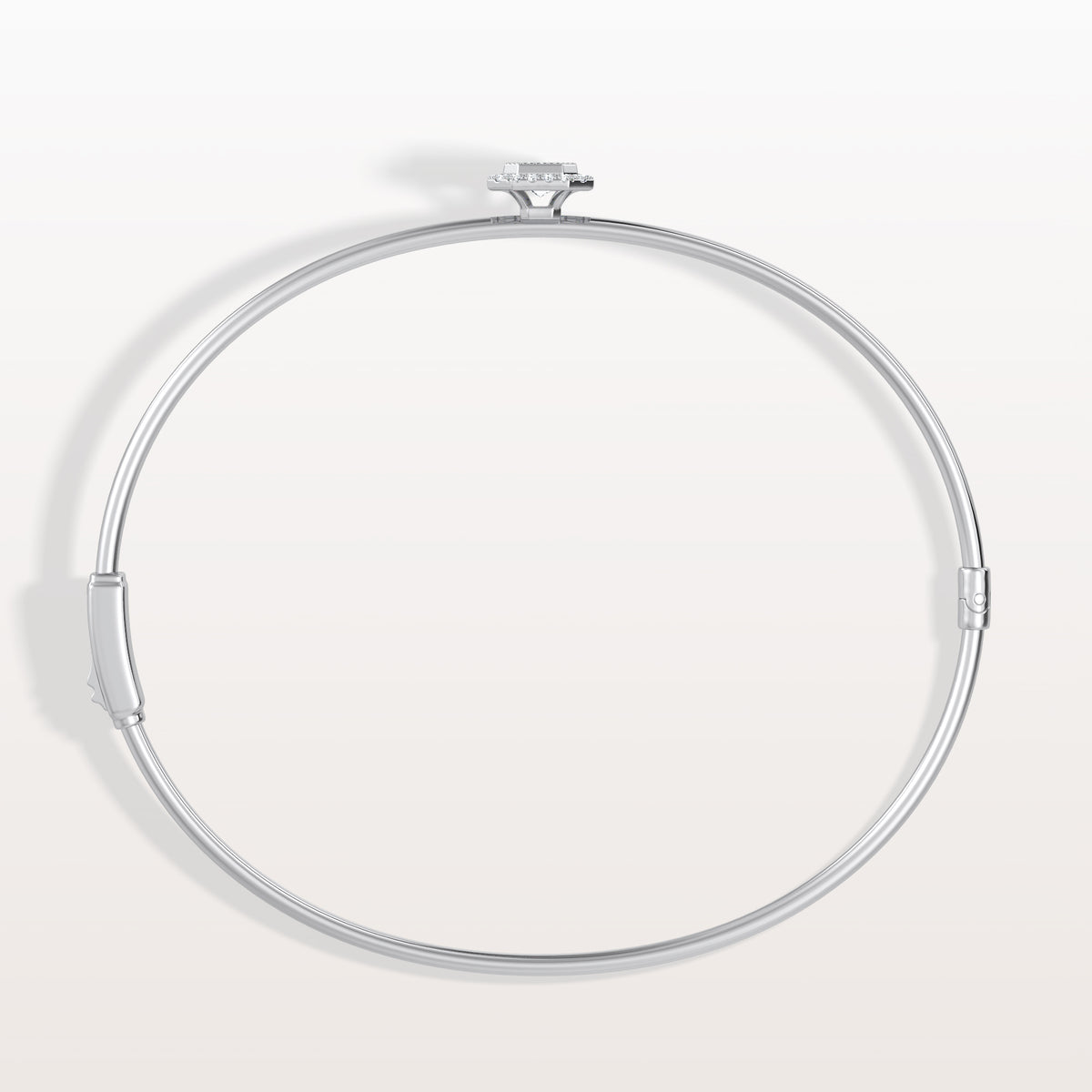 0.5CT Emerald Cut Lab Diamond Halo Bangle In 14K Solid Gold/Platinum - Bracelets