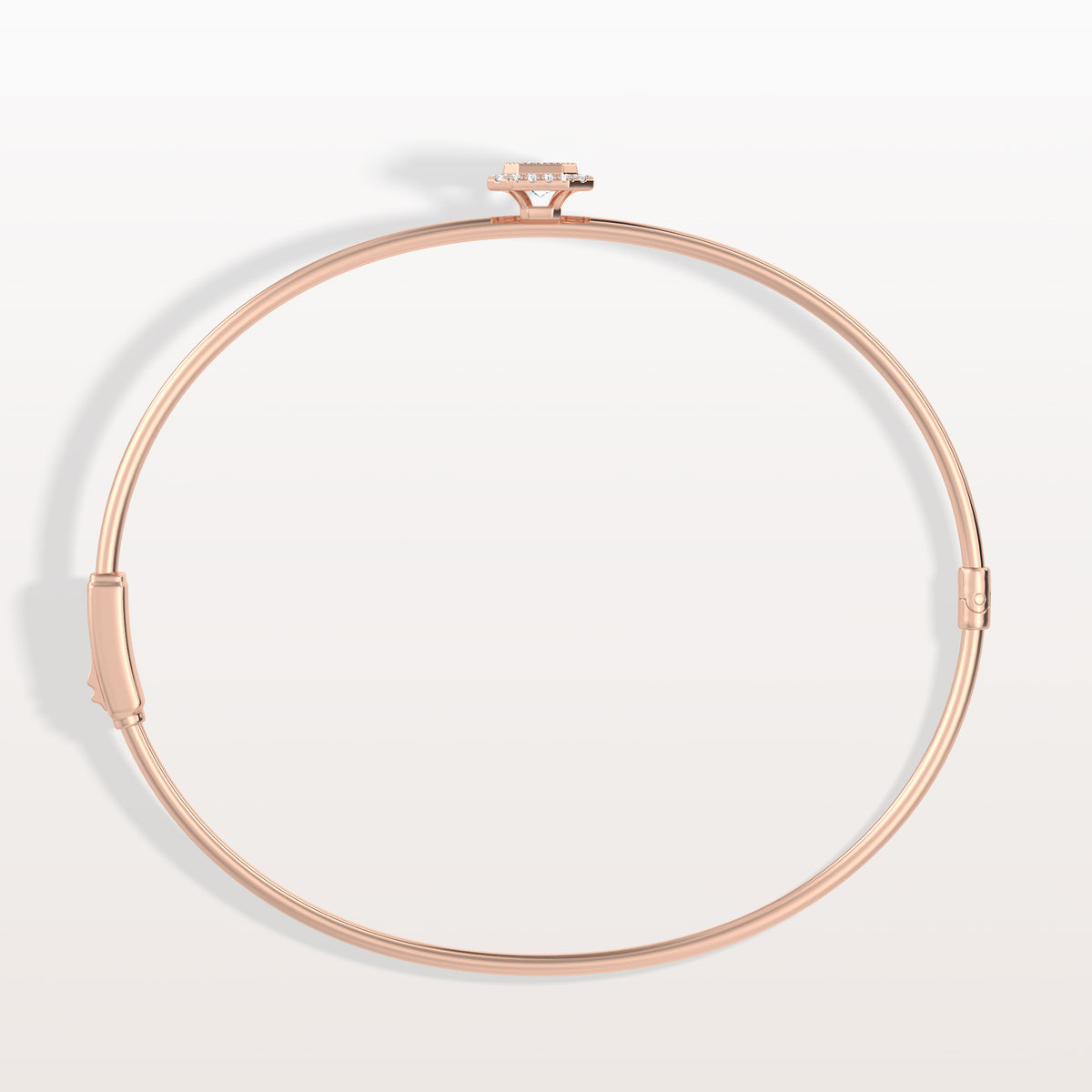 0.5CT Emerald Cut Lab Diamond Halo Bangle In 14K Solid Gold/Platinum - Bracelets