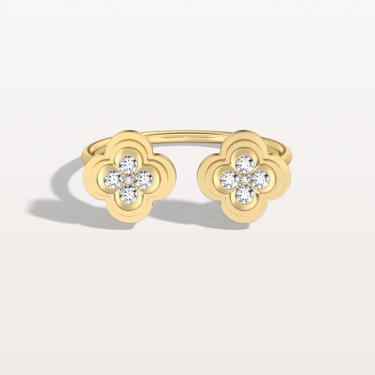 Lab Grown Diamond Clover Ring In 14K Gold/Platinum - Rings