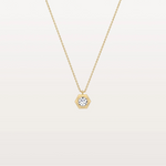 Hexagon Bezel Lab Grown Diamond Necklace in 14K Solid Gold/Platinum - Necklaces