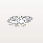 Lab Diamond Two Tone Engagement Ring - 2CT Pave Band - Rings