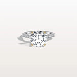 Lab Diamond Two Tone Engagement Ring - 3CT Pave Band - Rings