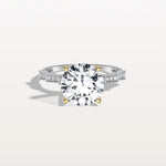 Lab Diamond Two Tone Engagement Ring - 3CT Pave Band - Rings