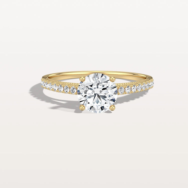1CT Lab Diamond Pave Hidden Halo Ring - Cathedral Ring - Rings