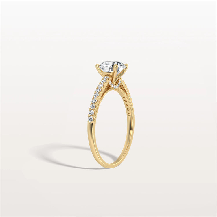 1CT Lab Diamond Pave Hidden Halo Ring - Cathedral Ring - Rings