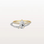 1CT Pear Cut Lab Grown Diamond Engagement Ring With Basket Setting - Rings