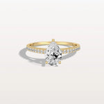 1CT Pear Cut Lab Grown Diamond Engagement Ring With Basket Setting - Rings
