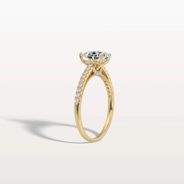1CT Pear Cut Lab Grown Diamond Engagement Ring With Basket Setting - Rings