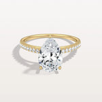 2CT Pear Cut Lab Grown Diamond Engagement Ring With Basket Setting - Rings